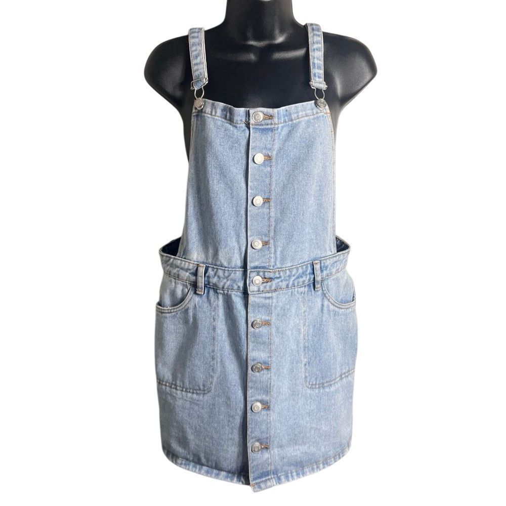 PacSun light wash denim overall mini dress Size Medium